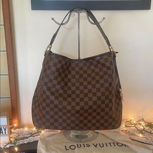 Louis Vuitton Damier Delightful MM  Shoulder Bag wRed New Condition + Receipt